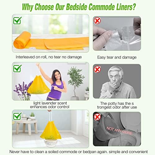 Forros desechables para inodoro portátil, 120 piezas, olor a lavanda, bolsas de desecho para adultos, ajuste universal - imagen 3
