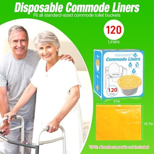 Forros desechables para inodoro portátil, 120 piezas, olor a lavanda, bolsas de desecho para adultos, ajuste universal - imagen 4