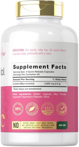 Carlyle Myo-Inositol 2600mg | 180 Cápsulas | Suplemento de Fuerza Extra | Sin OGM, Libre de Gluten - imagen 2