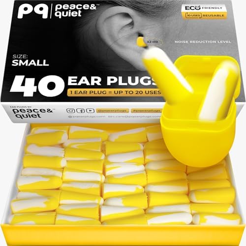 Tapones para oídos Peace&Quiet PQ Pequeños para Dormir - 40 Tapones, Cancelación de Ruido 32 dB, Bloqueo de Sonido, para Mujeres y Hombres - imagen 1