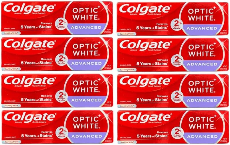 Pasta Dental Colgate Optic White Advanced, Elimina 5 Años de Manchas, 0.75 oz (24g) - Paquete de 12 - imagen 1