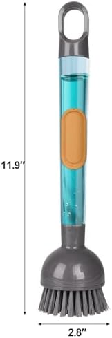 Cepillo de Cocina CuLiDing con Mango y Dispensador de Jabón, Cabezal Rotatorio 360°, Set de Limpieza de 5 Piezas (2 Cabezas y 3 Esponjas), Estropajo - imagen 4