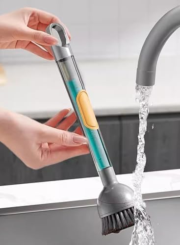 Cepillo de Cocina CuLiDing con Mango y Dispensador de Jabón, Cabezal Rotatorio 360°, Set de Limpieza de 5 Piezas (2 Cabezas y 3 Esponjas), Estropajo - imagen 8