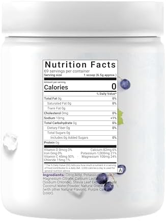 Polvo de Electrolitos, 1lb (69 Porciones) – Sin Azúcar, Bajo en Sodio, Sabor Uva Helada – Mezcla para Bebida de Hidratación Rápida – Alto en Potasio - imagen 6