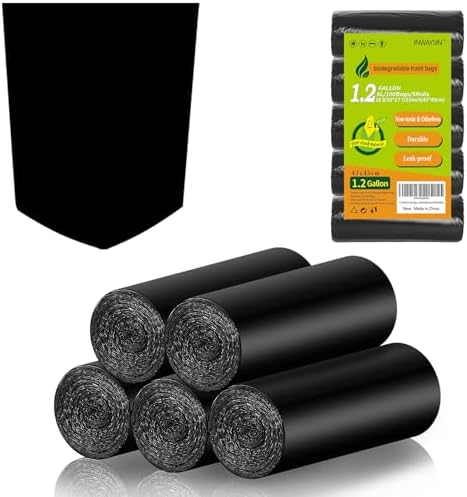 Bolsas de Basura de 1.2 Galones - 100 Piezas Desechables Mini Tamaño Biodegradables Sin Fragancia Negras para Cocina, Baño y Oficina - imagen 1
