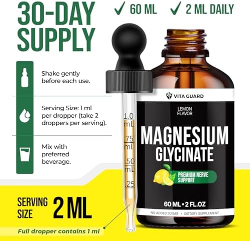 Vita Guard Gotas Líquidas de Magnesio Glicinato 500mg | Magnesio de Alta Absorción para Relajación, Sueño y Bienestar Muscular | Suplemento Vegano y - imagen 5