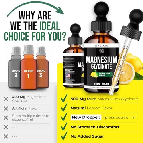 Vita Guard Gotas Líquidas de Magnesio Glicinato 500mg | Magnesio de Alta Absorción para Relajación, Sueño y Bienestar Muscular | Suplemento Vegano y - imagen 6
