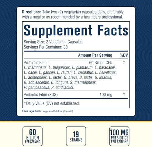 Nordvida Probiótico 60 Mil Millones 19 Cepas con Prebiótico Orgánico para Hombres y Mujeres, Salud Digestiva e Inmunológica, 60 Cápsulas Veganas - imagen 2
