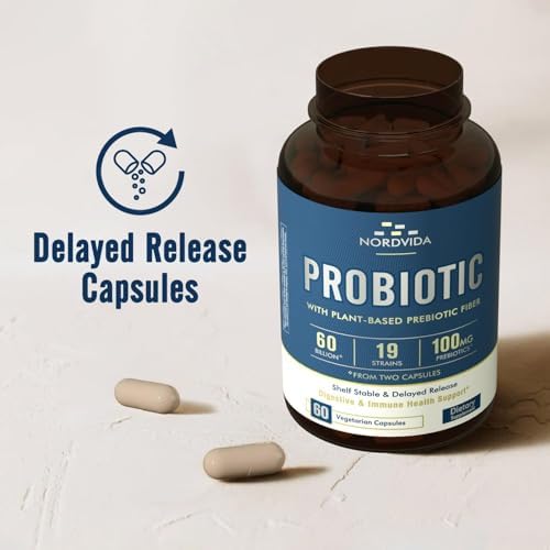 Nordvida Probiótico 60 Mil Millones 19 Cepas con Prebiótico Orgánico para Hombres y Mujeres, Salud Digestiva e Inmunológica, 60 Cápsulas Veganas - imagen 6