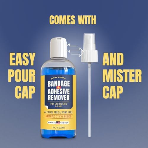 Removedor de Adhesivo Sin Picazón - 8oz, Suave y Sin Dolor para Vendas y Adhesivos Fuertes - Ideal para Piel Sensible, Cuidado de Portas, Monitoreo - imagen 2