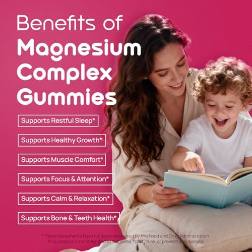 Gomitas de Magnesio Glycinate para Niños y Adultos, Sin Melatonina, 60 Unidades para Relajación, Sueño y Salud Ósea y Muscular - imagen 2