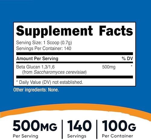 Polvo de Beta Glucano Nutricost 100 Gramos - 1,3/1,6 - Sin OGM - imagen 2