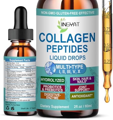 Gotas Líquidas de Péptidos de Colágeno, Multi Colágeno para Piel, Cabello, Uñas, Articulaciones, Huesos y Salud Digestiva, Colágeno Hidrolizado con - imagen 1
