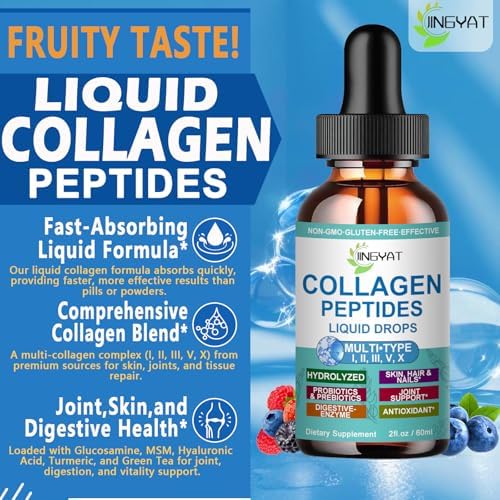 Gotas Líquidas de Péptidos de Colágeno, Multi Colágeno para Piel, Cabello, Uñas, Articulaciones, Huesos y Salud Digestiva, Colágeno Hidrolizado con - imagen 3
