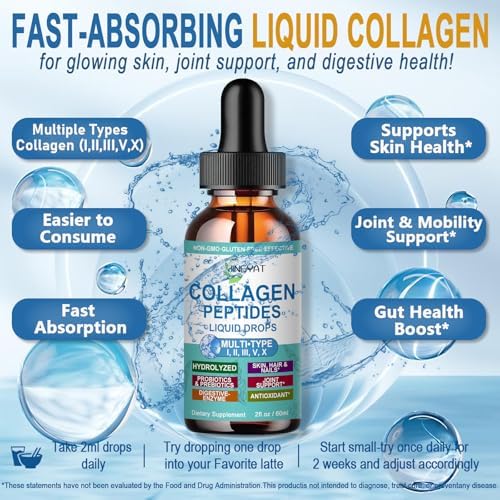 Gotas Líquidas de Péptidos de Colágeno, Multi Colágeno para Piel, Cabello, Uñas, Articulaciones, Huesos y Salud Digestiva, Colágeno Hidrolizado con - imagen 4