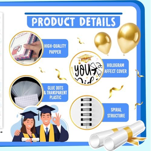 Libro de Tarjetas de Regalo BerryMila para Graduación (5x7 pulgadas), Holder de Tarjetas Holográficas de 20 Páginas, Álbum de Supervivencia para - imagen 4
