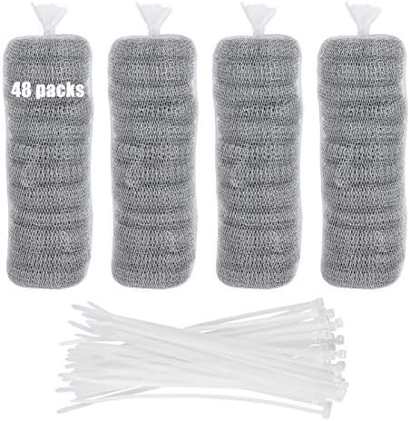 Trampas de Pelusa para Lavadora 48 Piezas, Filtro de Malla de Acero Inoxidable con 48 Cables de Nylon para Atrapar Pelusa en Manguera - imagen 1