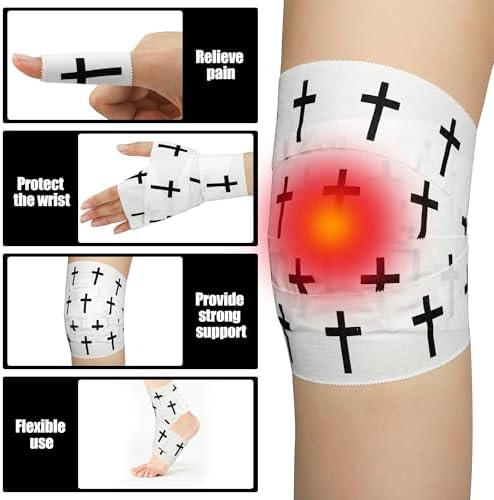 Cinta Deportiva Cristiana 4 Pcs con Cruz, Tapes para Muñeca en Blanco y Negro, 2in x 23ft, Ideal para Gimnasia, Tenis, Béisbol y Boxeo - imagen 4