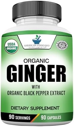 Extracto Orgánico de Jengibre con Extracto de Pimienta Negra de American Standard Supplements, Vegano, Sin Gluten, No Transgénico, 90 Cápsulas - imagen 1