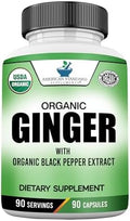 Extracto Orgánico de Jengibre con Extracto de Pimienta Negra de American Standard Supplements, Vegano, Sin Gluten, No Transgénico, 90 Cápsulas - imagen 1