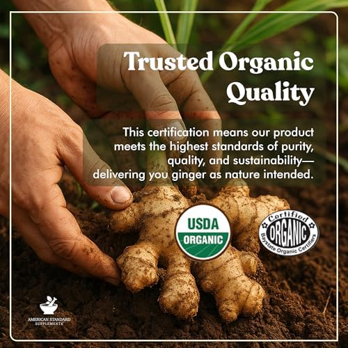 Extracto Orgánico de Jengibre con Extracto de Pimienta Negra de American Standard Supplements, Vegano, Sin Gluten, No Transgénico, 90 Cápsulas - imagen 3