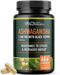 Suplemento de Ashwagandha 1300mg para Resistencia al Estrés y Aumento de Energía | Adaptógeno de Alta Absorción con Pimienta Negra | Apoyo para la - imagen 1