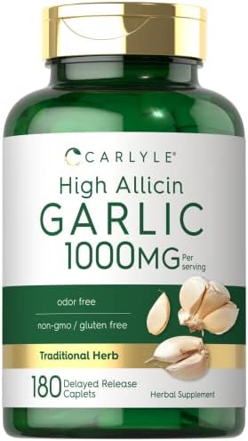 Suplemento de Ajo Carlyle 1000mg | 180 Tabletas | Pastillas Sin Olor | Alto Extracto de Alicina | Vegetariano, Sin OGM y Sin Gluten - imagen 1