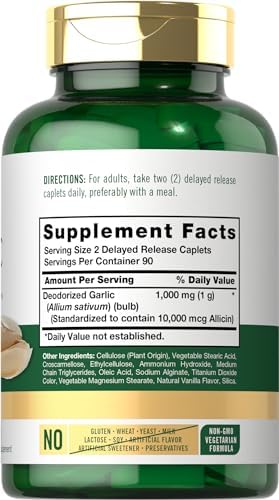 Suplemento de Ajo Carlyle 1000mg | 180 Tabletas | Pastillas Sin Olor | Alto Extracto de Alicina | Vegetariano, Sin OGM y Sin Gluten - imagen 2