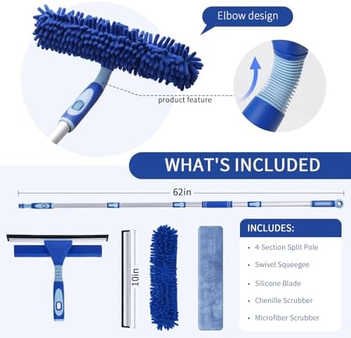 Kit Profesional de Limpiaparabrisas LOMIDA - Pólvora de Aluminio Ligera de 62, Herramienta de Limpieza 2 en 1 con Cabezal Flexible para - imagen 2