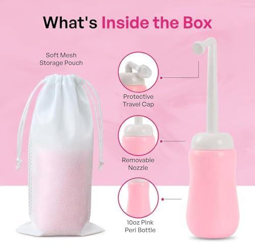 Botella de Bidet Portátil Pink Alley para Mujeres - Botella Peri Invertida para Higiene Femenina, Cuidado Postparto y Menstrual con Rocío Angulado y - imagen 2