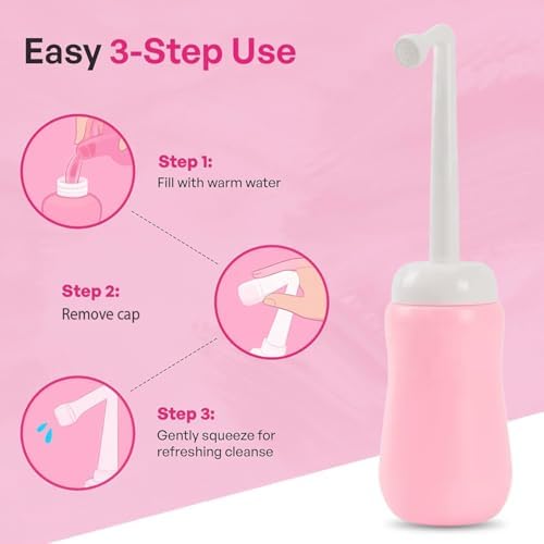 Botella de Bidet Portátil Pink Alley para Mujeres - Botella Peri Invertida para Higiene Femenina, Cuidado Postparto y Menstrual con Rocío Angulado y - imagen 5