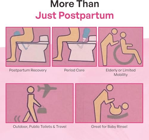 Botella de Bidet Portátil Pink Alley para Mujeres - Botella Peri Invertida para Higiene Femenina, Cuidado Postparto y Menstrual con Rocío Angulado y - imagen 7