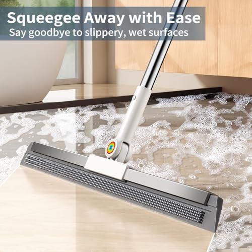 Squeegee para Piso de Concreto con Cabezal Rotatorio de 180° y Mango de 63, Ideal para Garaje, Piso Epóxico, Baño, Ducha y Eliminación de Pelo de - imagen 2
