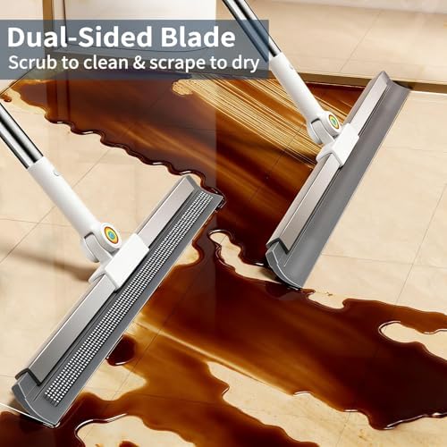 Squeegee para Piso de Concreto con Cabezal Rotatorio de 180° y Mango de 63, Ideal para Garaje, Piso Epóxico, Baño, Ducha y Eliminación de Pelo de - imagen 3