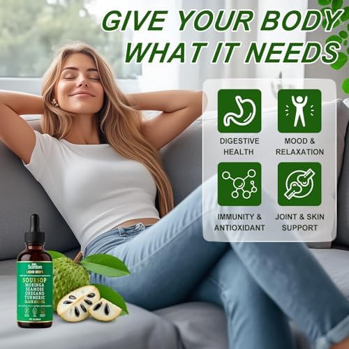 Gotas Líquidas Amargas de Guanábana 10 en 1 con Musgo Marino, Cúrcuma, Moringa, Aceite de Semilla Negra, Orégano, Ashwagandha y Extractos Herbales - - imagen 5