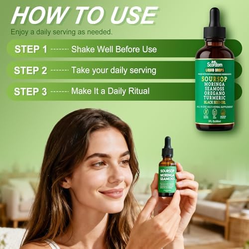 Gotas Líquidas Amargas de Guanábana 10 en 1 con Musgo Marino, Cúrcuma, Moringa, Aceite de Semilla Negra, Orégano, Ashwagandha y Extractos Herbales - - imagen 7