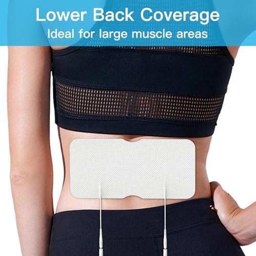 Parches TENS Grandes DOMAS para Alivio de Dolor Lumbar, Compatibles con TENS 7000 y Otros Dispositivos de 2.0mm, 4×8, Doble Conector, Reutilizables, - imagen 2