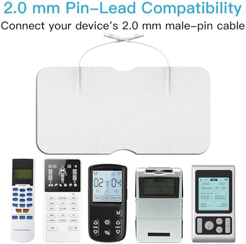 Parches TENS Grandes DOMAS para Alivio de Dolor Lumbar, Compatibles con TENS 7000 y Otros Dispositivos de 2.0mm, 4×8, Doble Conector, Reutilizables, - imagen 3