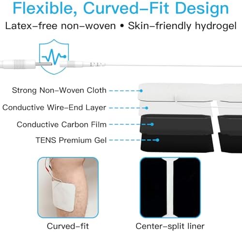 Parches TENS Grandes DOMAS para Alivio de Dolor Lumbar, Compatibles con TENS 7000 y Otros Dispositivos de 2.0mm, 4×8, Doble Conector, Reutilizables, - imagen 6