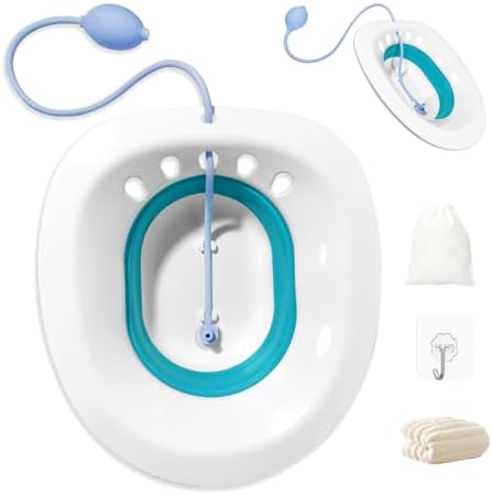 Baño de asiento plegable para hemorroides y recuperación postoperatoria, incluye gancho, bolsa de almacenamiento y toalla, apto para la mayoría de - imagen 1