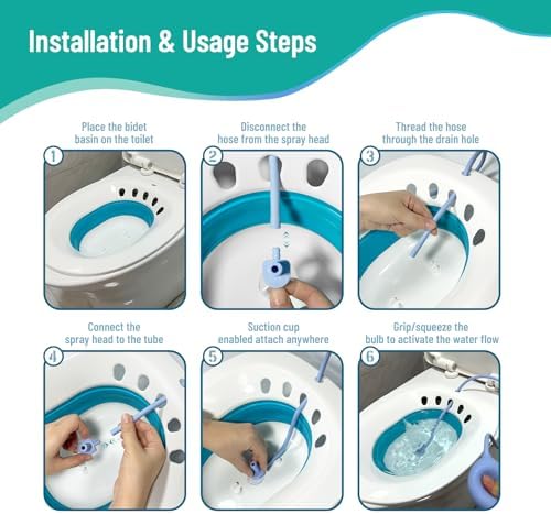 Baño de asiento plegable para hemorroides y recuperación postoperatoria, incluye gancho, bolsa de almacenamiento y toalla, apto para la mayoría de - imagen 6
