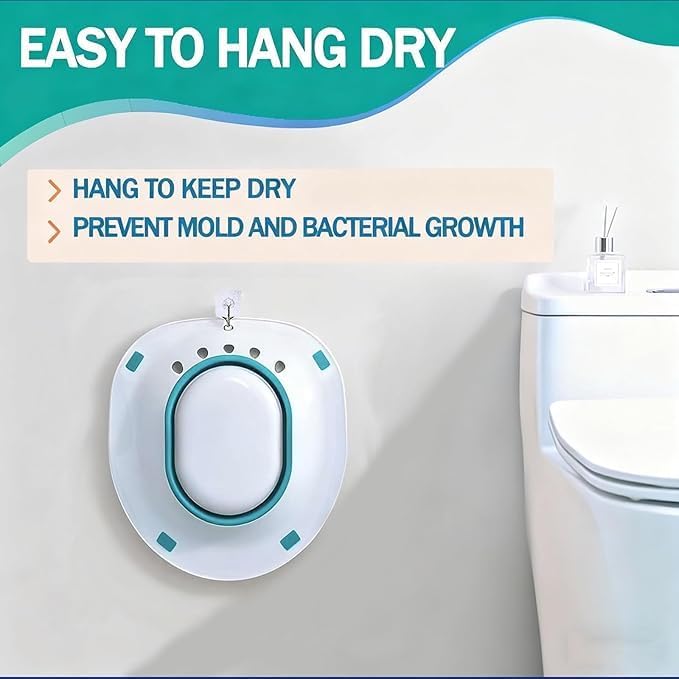 Baño de asiento plegable para hemorroides y recuperación postoperatoria, incluye gancho, bolsa de almacenamiento y toalla, apto para la mayoría de - imagen 7