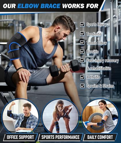 Faja de Codo OXYSAIKO para Epicondilitis y Tendinitis - Soporte Ajustable para Lesiones Deportivas, Bursitis y Alivio del Dolor en Hombres y Mujeres - imagen 5