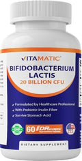 Vitamatic Bifidobacterium lactis - 20 Mil millones por cápsula DR - 60 cápsulas - Apoyo digestivo - Con fibra prebiótica inulina - imagen 1