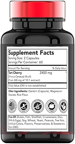 Cápsulas de Cereza Ácida (2400 MG - 120 Contenido) | Extracto de Cereza Montmorency | Antioxidantes, Antocianinas y Fitonutrientes | Ideal para - imagen 2