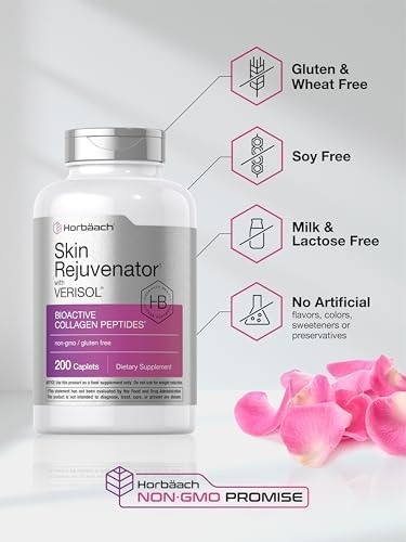 Horbäach Rejuvenador de Piel con Verisol | Péptidos de Colágeno Bioactivos | 200 Tabletas | Suplemento Libre de OGM y Gluten - imagen 5