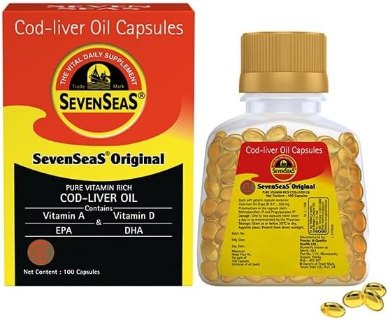 Cápsulas de Aceite de Hígado de Bacalao Seacod, Omega-3, Vitamina A y D, 100 Cápsulas - imagen 1