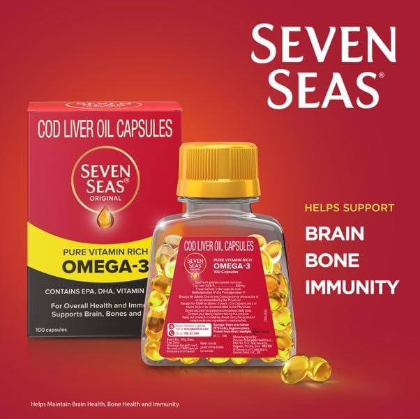 Cápsulas de Aceite de Hígado de Bacalao Seacod, Omega-3, Vitamina A y D, 100 Cápsulas - imagen 4