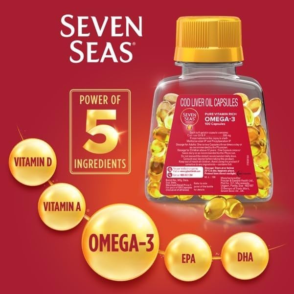 Cápsulas de Aceite de Hígado de Bacalao Seacod, Omega-3, Vitamina A y D, 100 Cápsulas - imagen 5