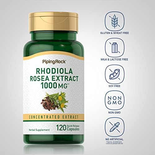 Suplemento de Rhodiola Rosea Piping Rock | 120 Cápsulas | Extracto de Hierbas Concentrado | Sin OGM, Libre de Gluten - imagen 3
